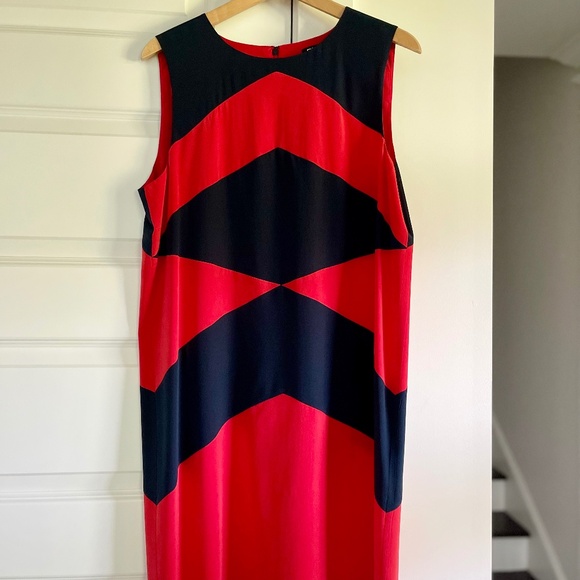 SALE! DKNY Color Block Sleeveless Silk Tunic Dress ~ Size L - Picture 1 of 5